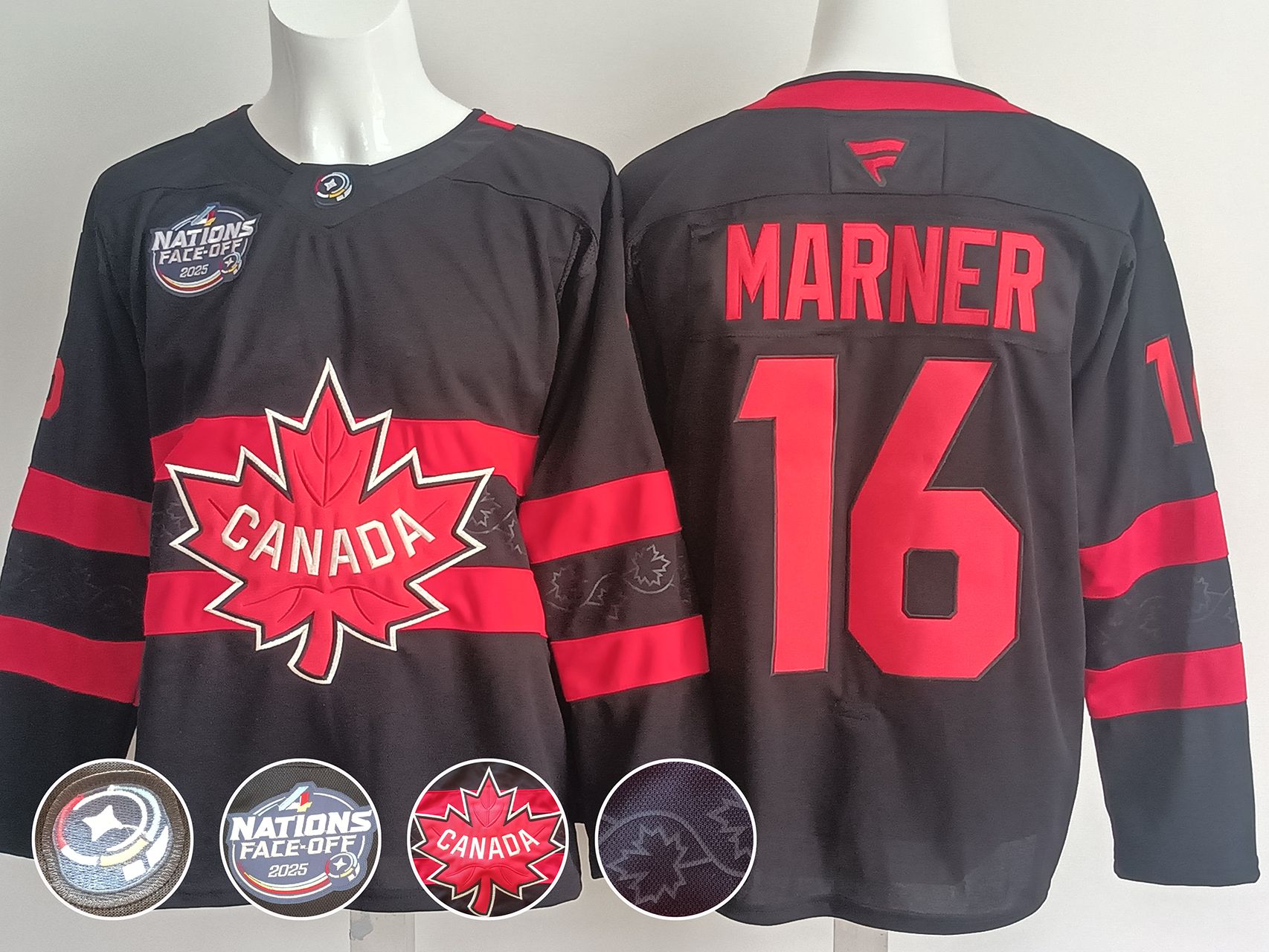 Men Canada #16 Marner Black 2025 Fanatics Home Premium NHL Jersey